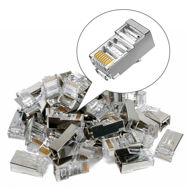 Коннектор RJ45 CAT-6, экранированный, комплект 10 шт.
