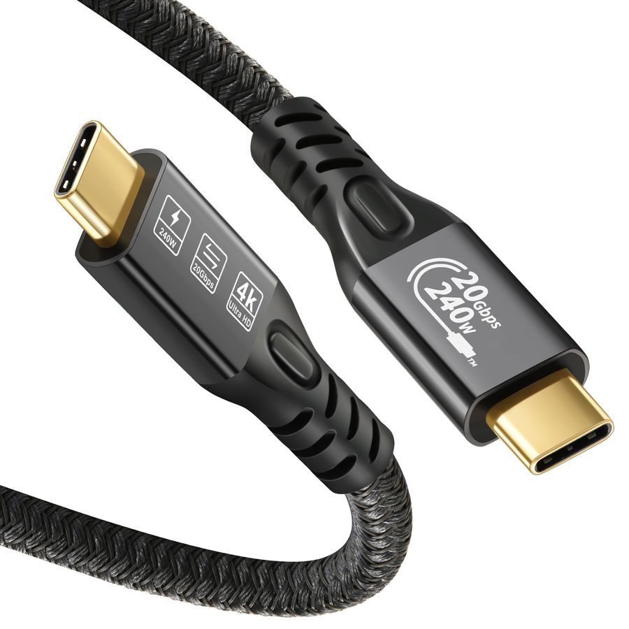 Кабель USB3.2 Type-C чип E-Marker, 4K 60Гц, PD 240W (48V/5A), 20 Гбит/с, экранирование, оплетка, 3 метра