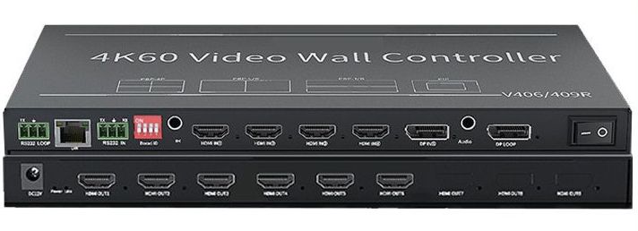Контроллер видеостены HDMI /DisplayPort  4K@60Hz UltraHD 2x3 до 6 экранов 5 входов, RS232, RJ45, AUX, пульт ДУ