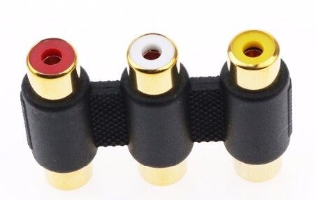 Адаптер - соединитель 3x RCA (AV) - 3x RCA (AV), черный