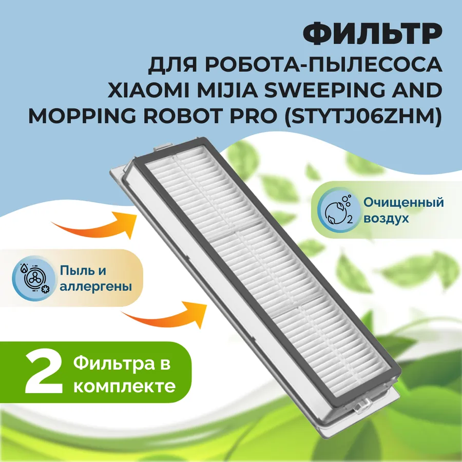 Фильтры для робота-пылесоса Xiaomi Mijia Sweeping and Mopping Robot Pro (STYTJ06ZHM), 2 штуки