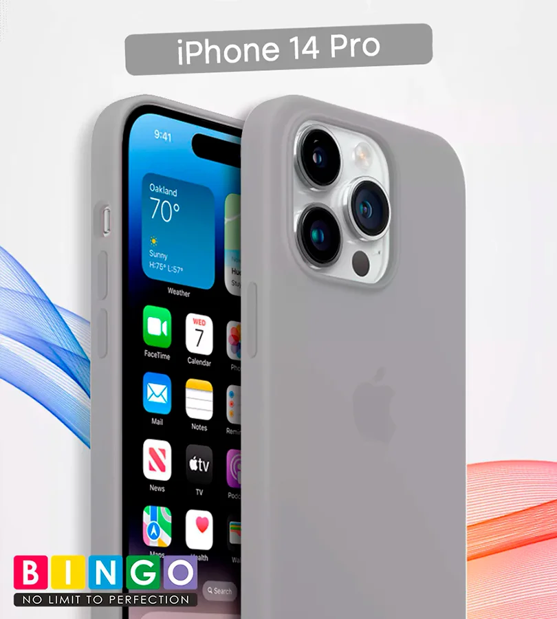 Чехол - бампер для Apple iPhone 14 Pro, Bingo Silicone Case, серый