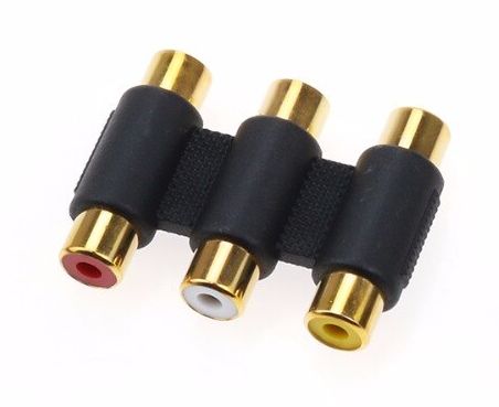 Адаптер - соединитель 3x RCA (AV) - 3x RCA (AV), черный
