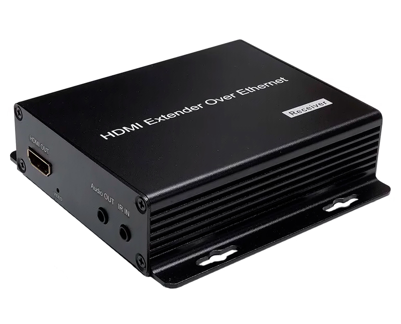 Приемник - KVM IP-удлинитель HDMI USB по витой паре RJ45 UTP (LAN) до 200 метров UltraHD 4K, поддержка IP, черный
