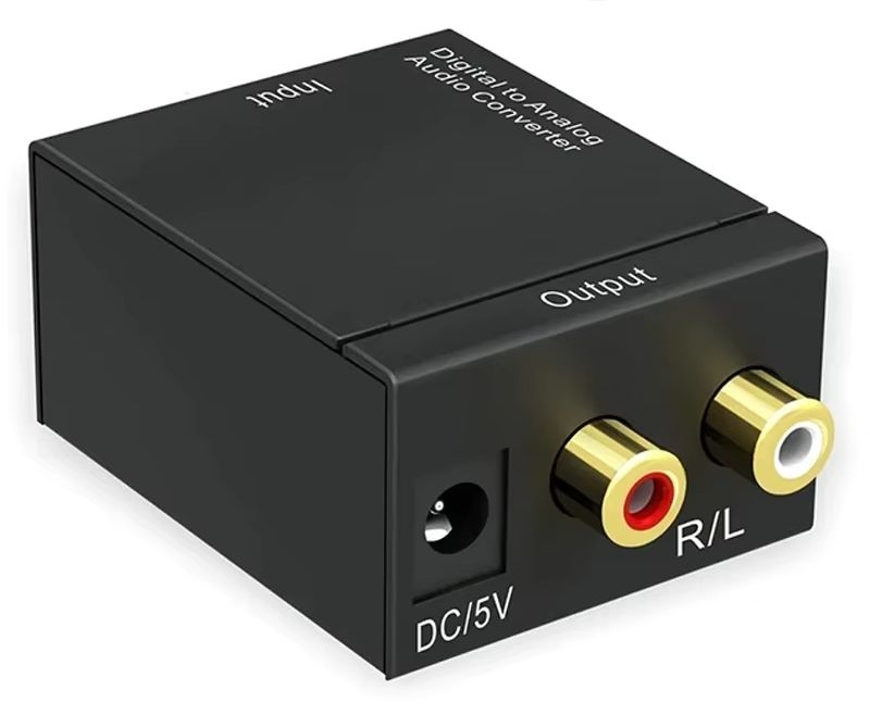 Адаптер - переходник, аудио-преобразователь с оптики (Toslink/SPDIF) на RCA, черный