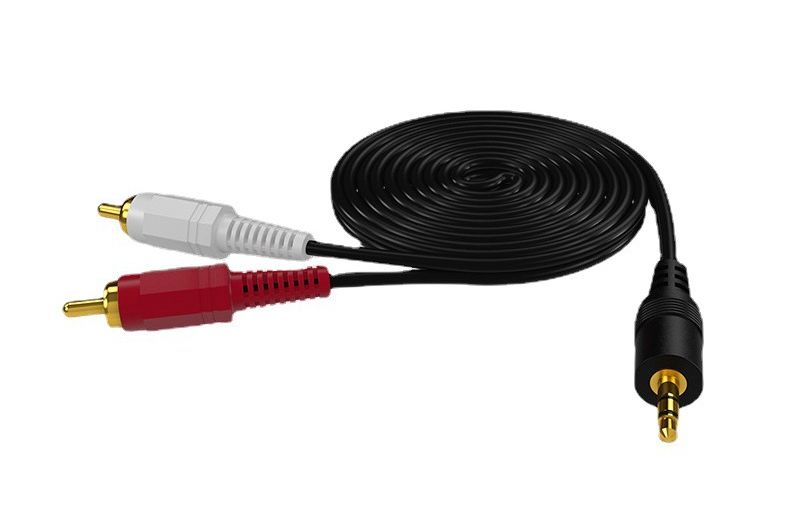 Кабель 2x RCA - jack 3.5mm (AUX), папа-папа, 0,25 метра, черный