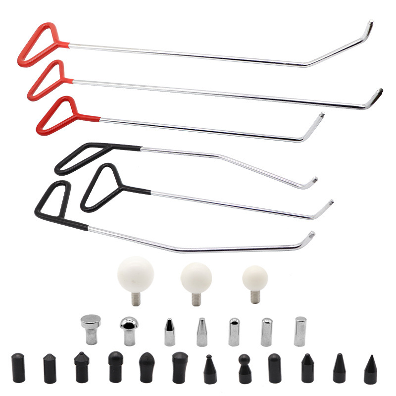 Профессиональный набор крючков и сменных головок для беспокрасочного удаления и вытягивания вмятин на кузове автомобиля