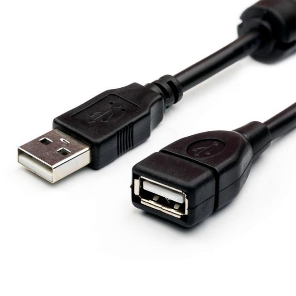 Кабель - удлинитель USB2.0, папа-мама, 1,5 метра, черный
