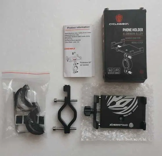 Держатель для телефона на велосипед, мотоцикл, самокат, коляску - металлический велодержатель смартфона MOD01, ширина 55-100мм, алюминиевый, черный