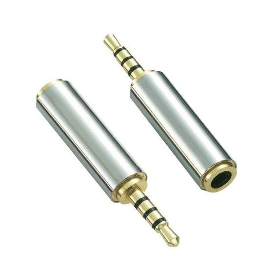 Адаптер - переходник jack 2.5mm - jack 3.5mm (AUX), серебро
