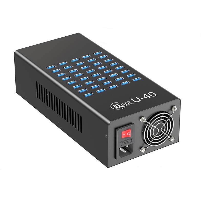 Зарядная станция на 40 USB портов mod. 1040P400WB, 5V2A/400W, активное охлаждение