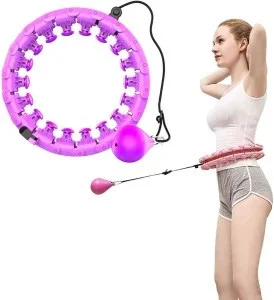 Разборный массажный обруч - хулахуп с грузом для похудения PRO+, 24 секции - до 132см, фиолетовый