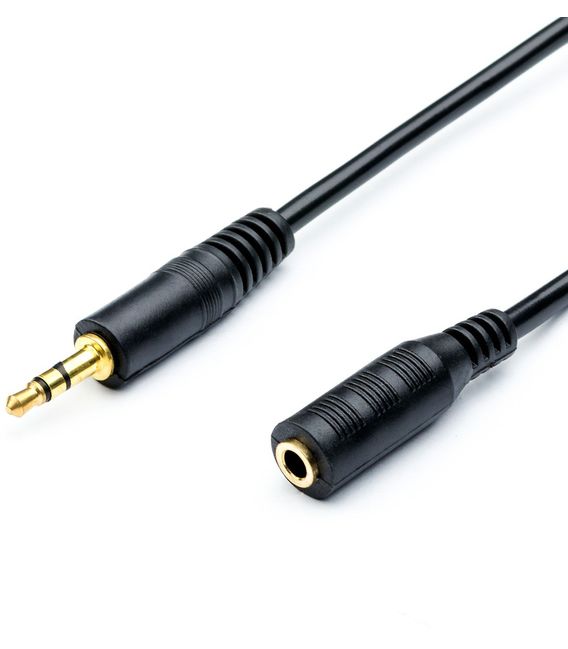 Кабель jack 3.5mm (AUX), папа-мама, 3 метра, черный