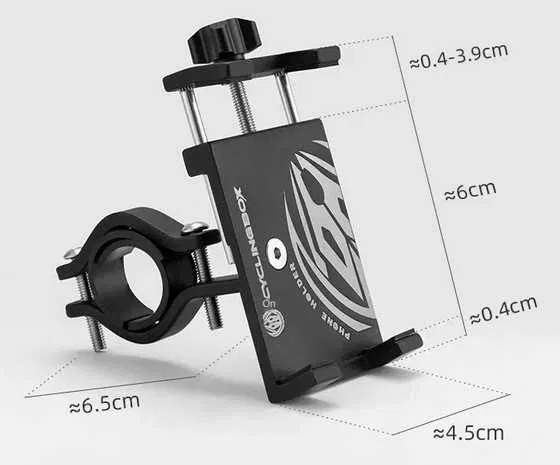 Держатель для телефона на велосипед, мотоцикл, самокат, коляску - металлический велодержатель смартфона MOD01, ширина 55-100мм, алюминиевый, черный