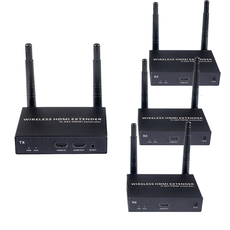 Удлинитель сигнала HDMI по Wi-Fi до 100 метров, активный, FullHD 1080p, комплект 1 передатчик + 3 приемника, черный