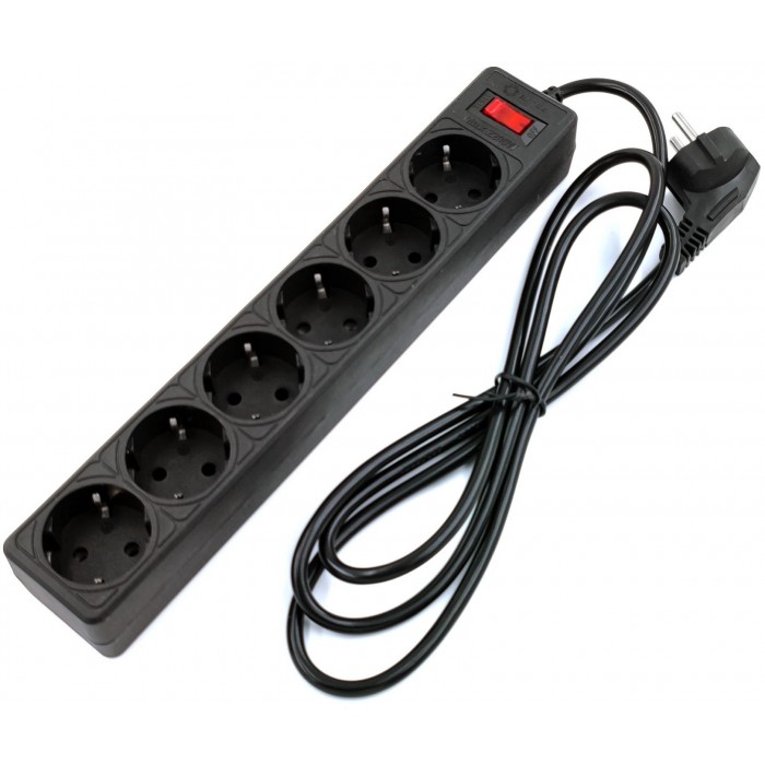 Сетевой фильтр 5bites GARDA SP6B-518 6S, 3х0.75мм2, 1,8м, черный