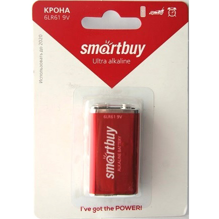 Батарейка - элемент питания SMARTBUY 6LR61/1ВР 1/10