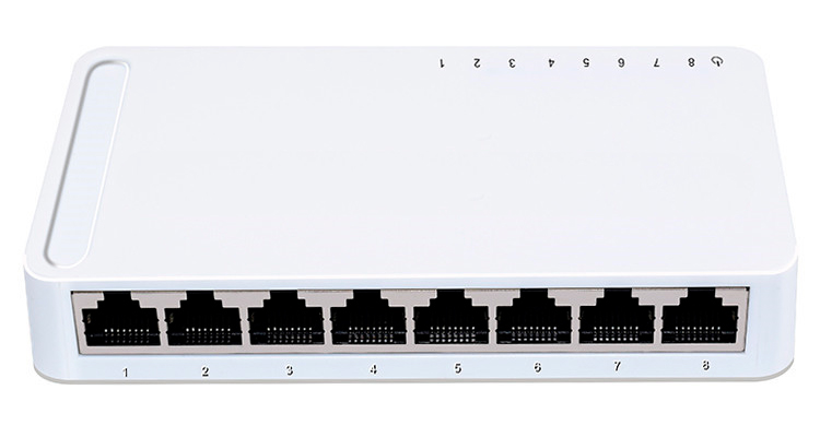 Сетевой свитч – LAN разветвитель – хаб RJ45 на 8 портов, 10/100/1000 Мбит/с, индикация, белый