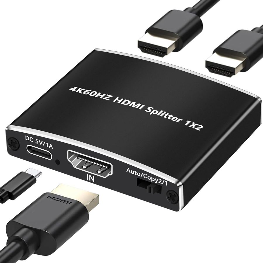 Cплиттер - разветвитель 1×2 HDMI 2.0 PRO UltraHD 4K 60Гц, 18.5 Гбит/c, поддержка HDCP2.2, HDR, EDID, 600MHz, черный
