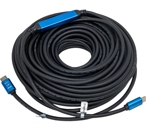 Кабель с усилителем-репитером HDMI - HDMI v2.0, 4K 3D, папа-папа, 40 метров, черный