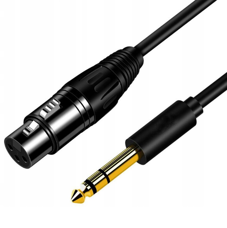 Кабель jack 6.35mm - XLR для микрофона, черный, 1,5 метра