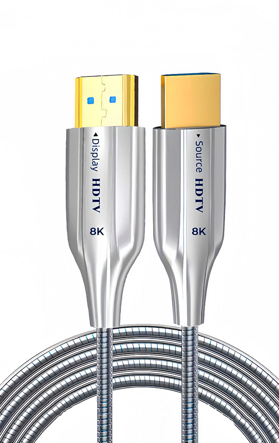 Кабель оптический бронированный HDMI v2.1 UltraHD 8K 60Гц / 4K 120Гц, поддержка HDR, ARC, 48 Гбит/с, 15 метров