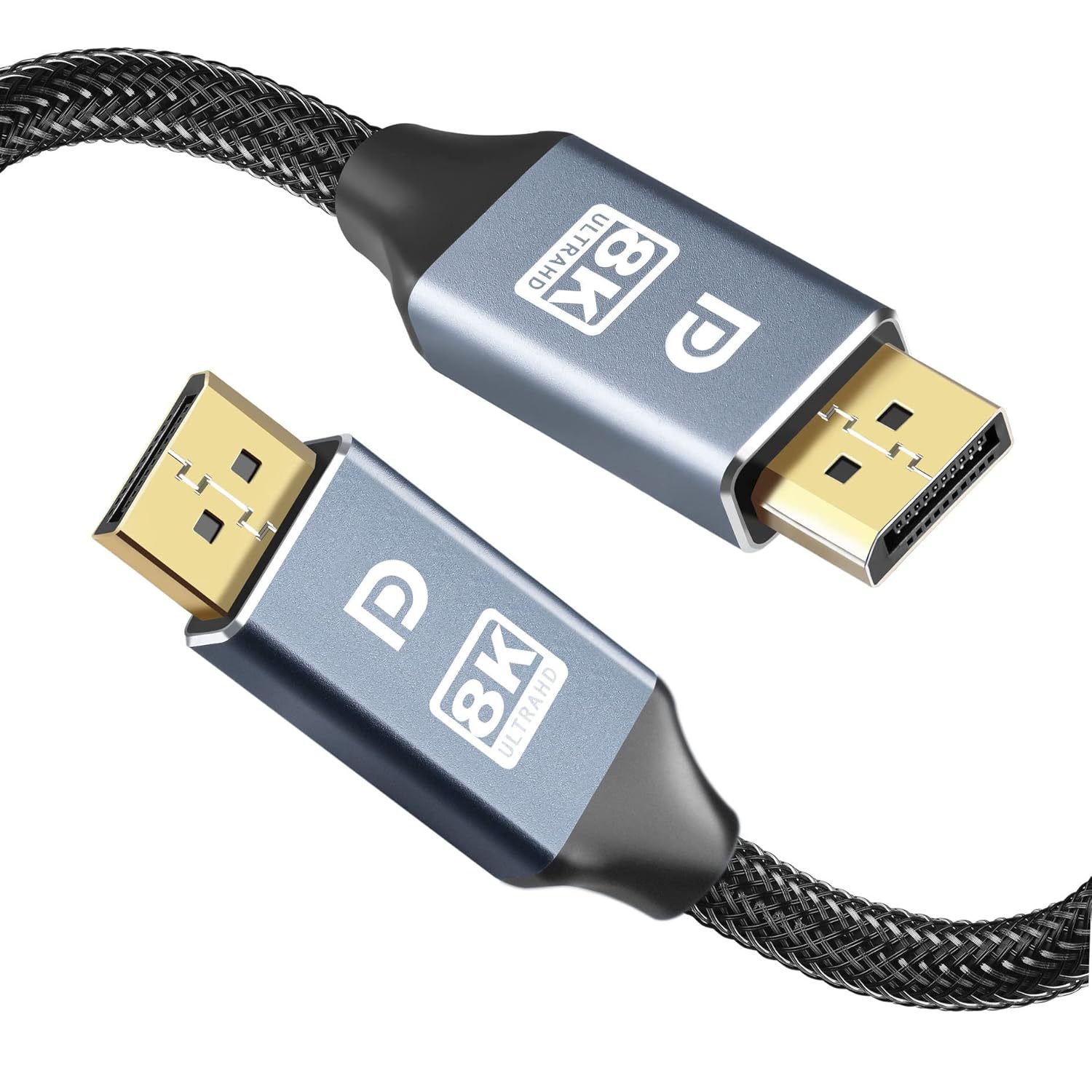 Кабель DisplayPort v1.4 (DP1.4) - 8K 60Гц / 4K 144Гц / 2K 165Гц, поддержка HDR, 32.4 Гбит/с, 1,5 метра, в оплетке, черный