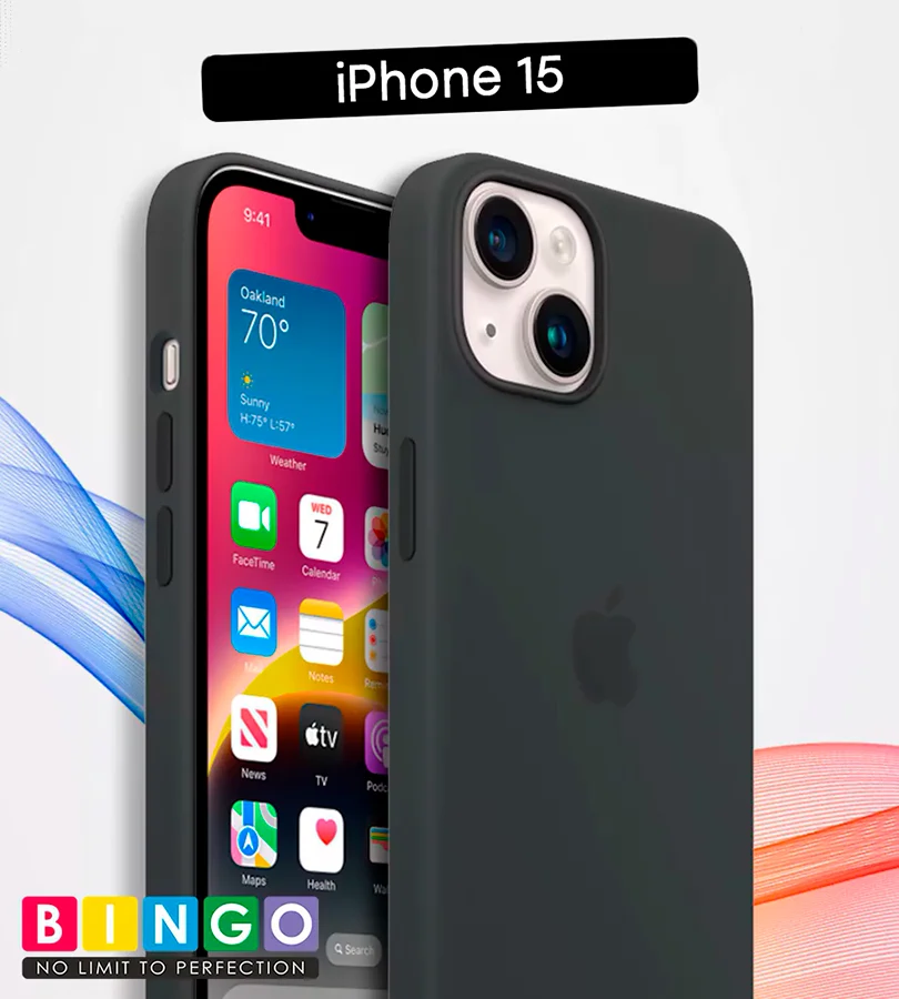 Чехол - бампер для Apple iPhone 15, Bingo Silicone Case, темно-серый