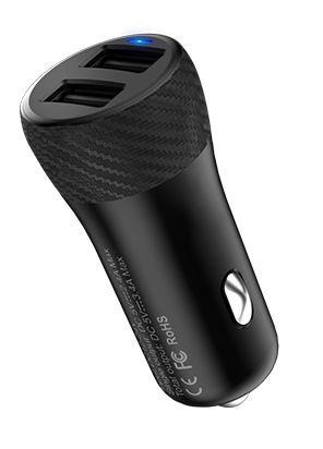 Автомобильное зарядное устройство USB HOCO Z21, 3.4A, 2 USB (2.4А), чёрный