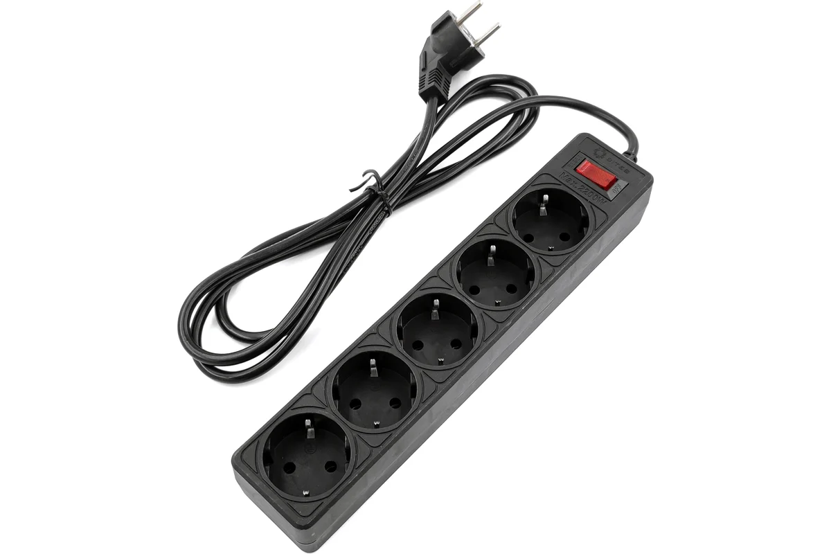 Сетевой фильтр 5bites GARDA SP5B-518 5S, 3х0.75мм2, 1,8м, черный