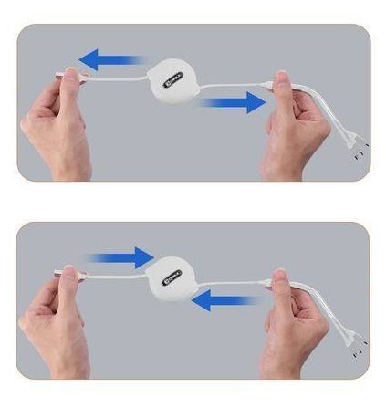 Универсальный зарядный кабель 3-в-1 USB Type-C - Lightning - MicroUSB с боксом для скрутки, 2А, 1 метр, белый