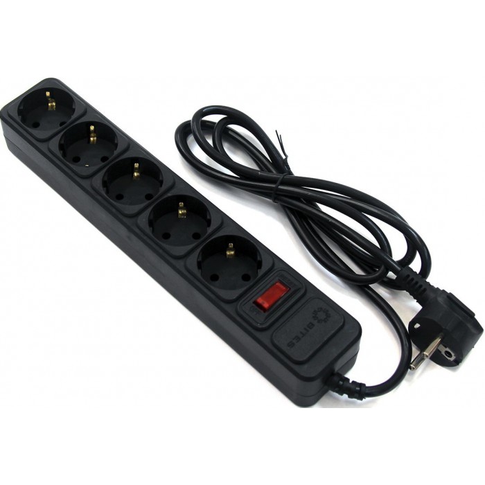 Сетевой фильтр 5bites SP5B-118 5S, 3х0.75мм2, 1,8м, черный