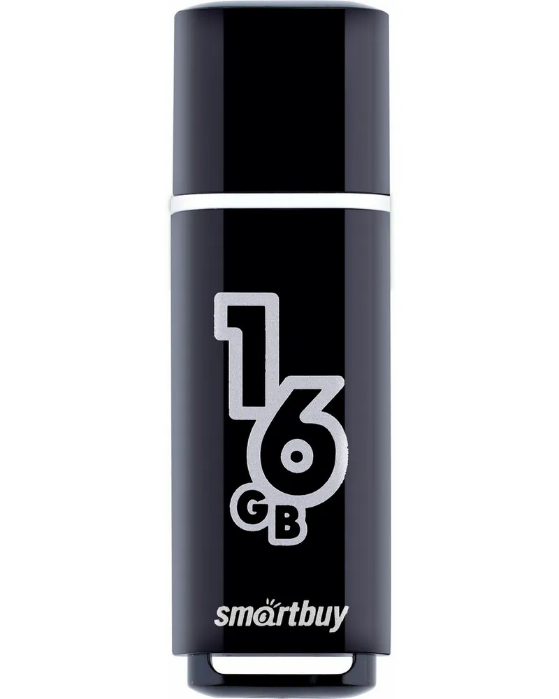 Флешка 16Gb Smart Buy Glossy series, USB 2.0, черный