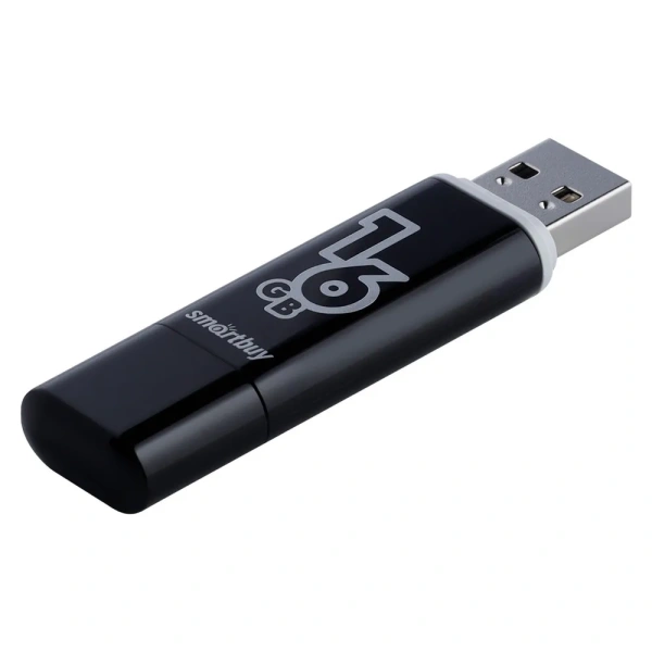 Флешка 16Gb Smart Buy Glossy series, USB 2.0, черный