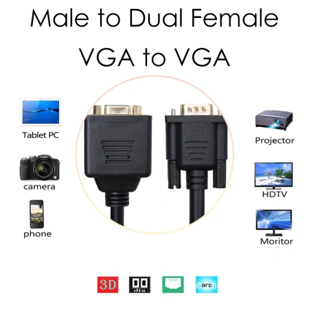 Адаптер - разветвитель - сплиттер 1×2 VGA, пассивный, черный