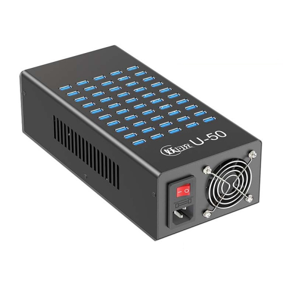 Зарядная станция на 50 USB портов mod. 1050P400WB, 5V2A/400W, активное охлаждение