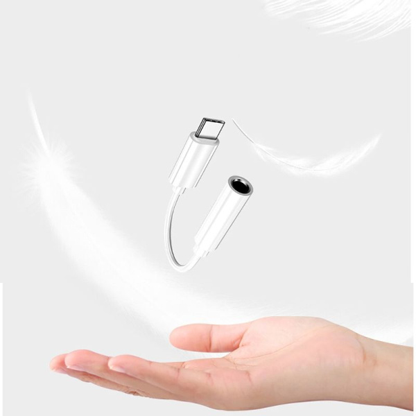 Адаптер - переходник цифровой USB3.1 Type-C - jack 3.5mm (AUX), универсальный, белый