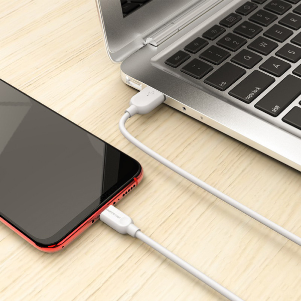 Зарядный USB дата кабель BOROFONE BX14 MicroUSB, 2.4A, 3м, белый