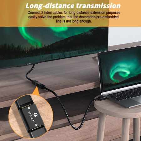 Адаптер - переходник HDMI - HDMI 2.0 4K, мама-мама, черный