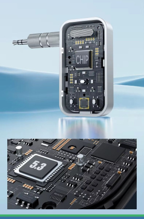 Аудио адаптер Hi-Fi T67 приемник-передатчик (TX/RX) Bluetooth v5.3 - AUX 3.5мм, для дома и автомобиля, громкая связь (handsfree)