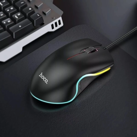 Мышь игровая проводная HOCO GM19, RGB подсветка, 1000dpi,  2кн. 1кол., черный