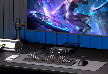 Адаптер - 4-х портовый KVM-переключатель HDMI v2.1 – 8K 60Гц, USB3.0, HDR, алюминий