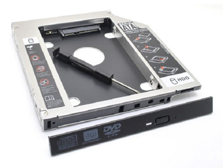 Адаптер SATA III - внутренний корпус для SSD/HDD для ноутбука - optibay (оптибей), 12.7мм, металлический