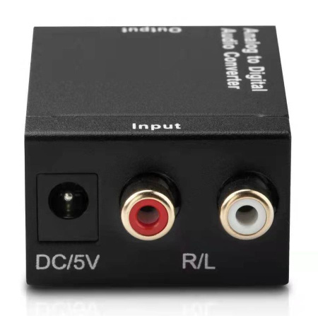 Адаптер - переходник, аудио-преобразователь с RCA (тюльпаны) на оптику (Toslink/SPDIF), черный