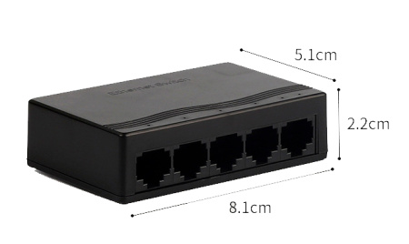 Сетевой хаб - коммутатор LAN - разветвитель RJ45 на 5 портов 10/100 Мбит/с, черный