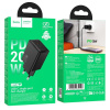 Зарядное устройство сетевое - блок питания HOCO N68, USB Type-C PD20W, черный