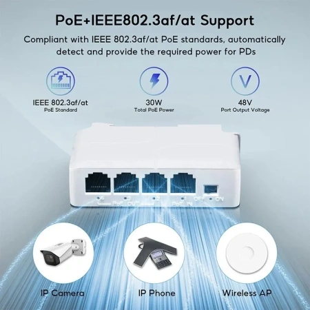 Разветвитель RJ45 (повторитель, удлинитель, ретранслятор, расширитель) POE портов 1х3 до 100 Мбит/с, для IP-портов POE-коммутатора, IP-камеры