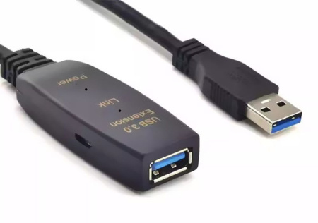 Кабель с усилителем-репитером USB3.0, папа-мама, 15 метров, черный