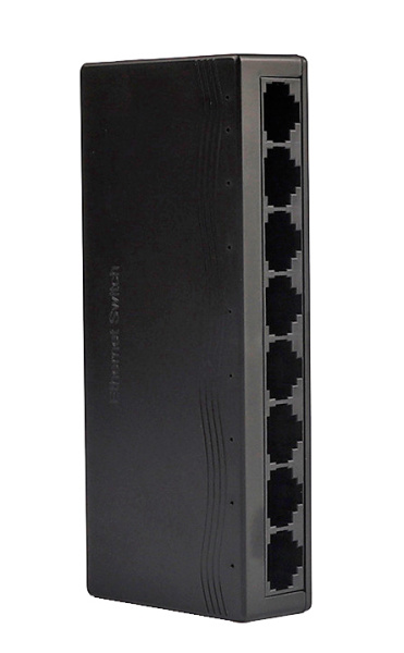 Сетевой хаб - коммутатор LAN - разветвитель RJ45 на 8 портов 10/100 Мбит/с, черный