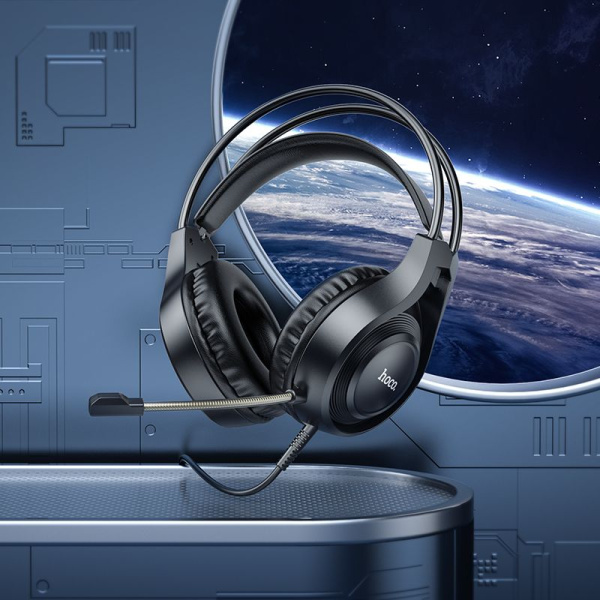 Наушники с микрофоном HOCO W106, полноразмерные игровые, USB+3,5 мм, 1.8 м., черный